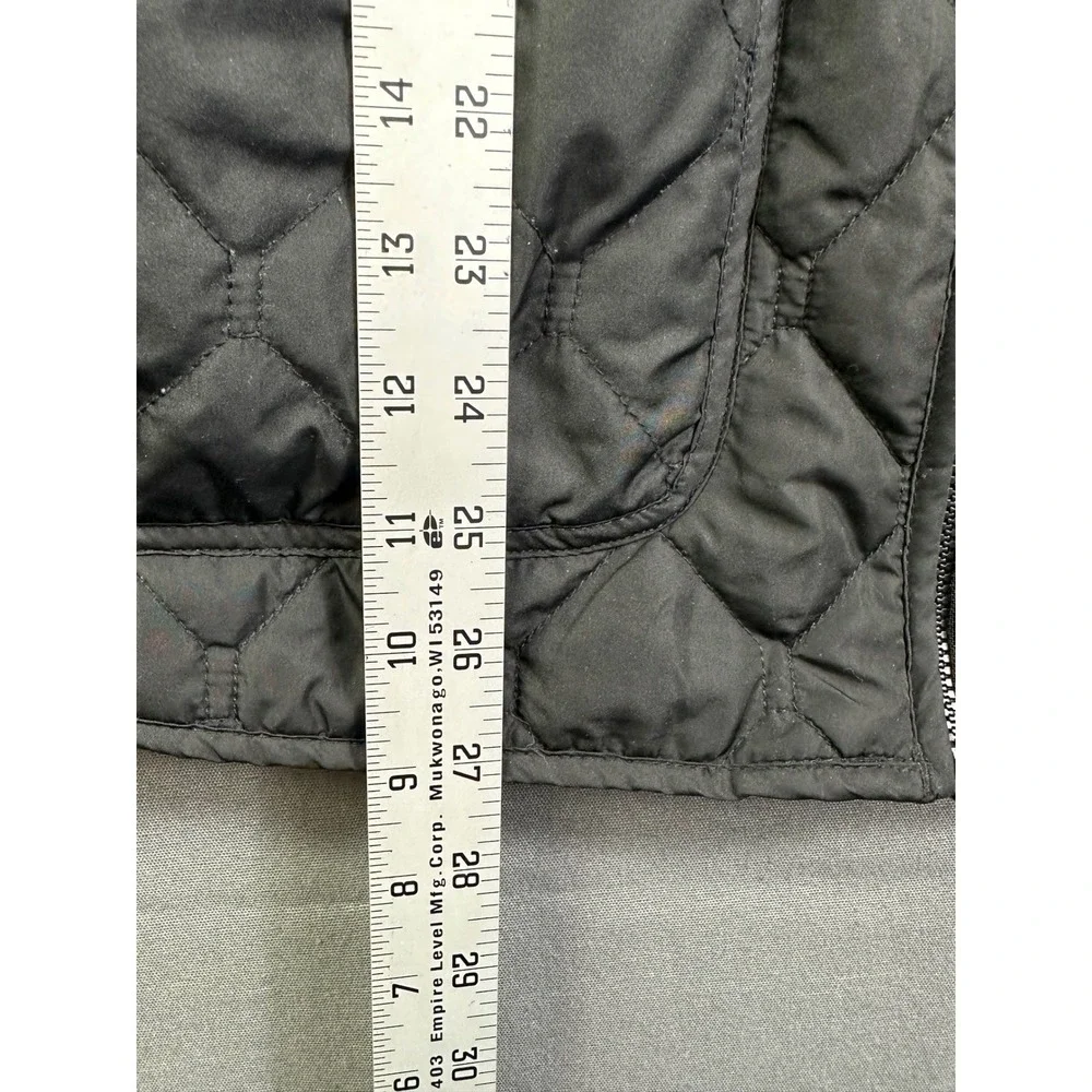 Eddie Bauer Women Black Diamond Quilted Full Zip Jacket Coat Mock Neck Pockets L